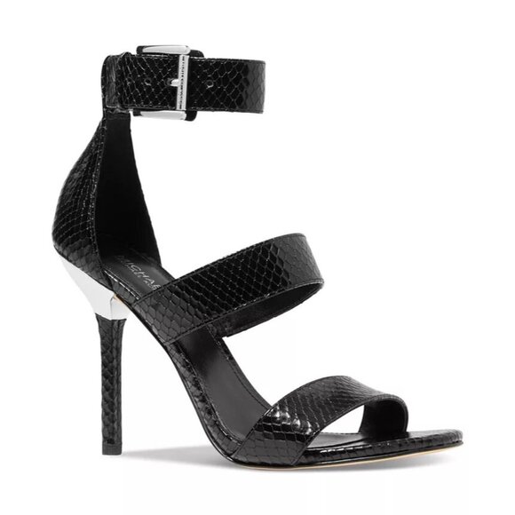 Michael Kors Womens Amal Dress Heels Sandals Black with Crome Accent Size 10 NEW - Picture 4 of 4